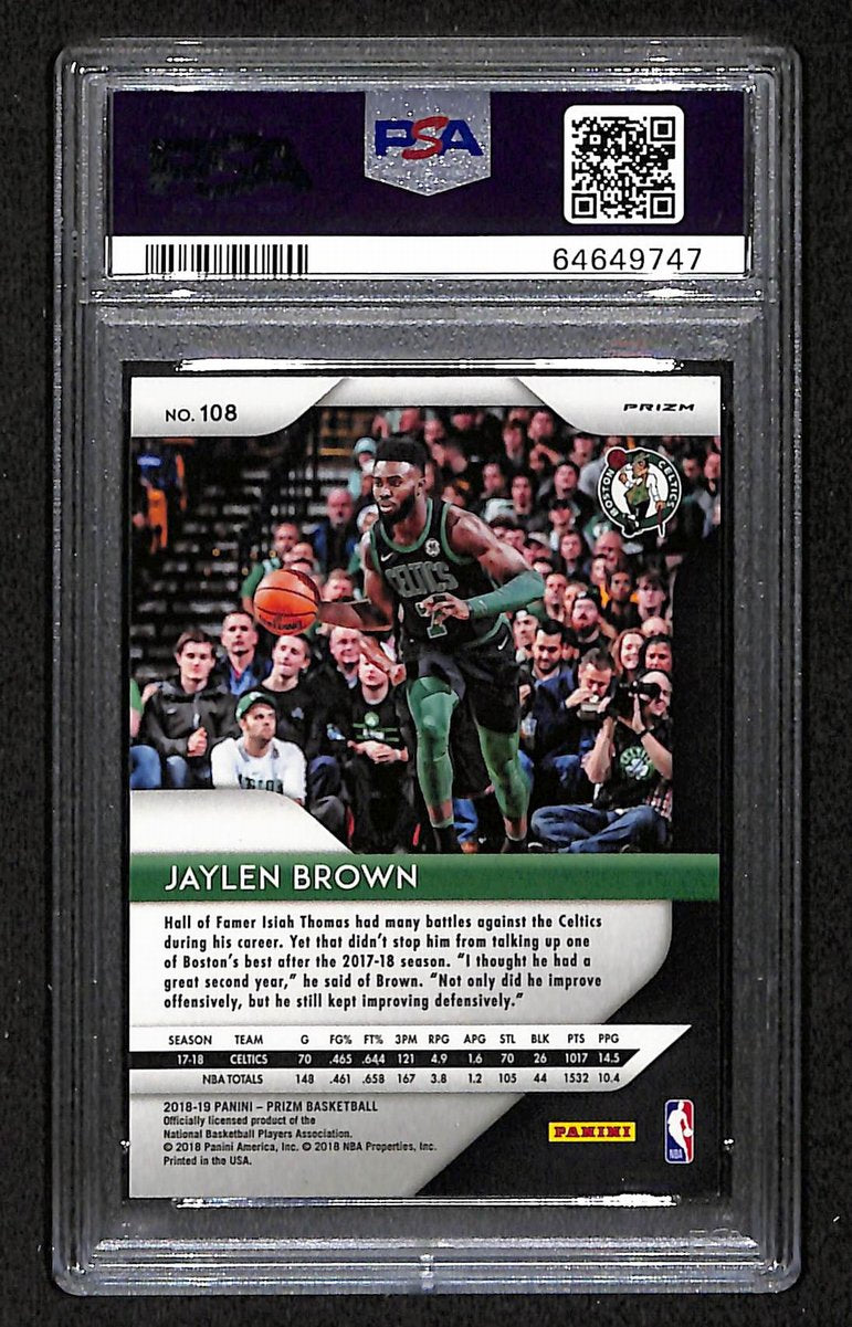 2018 Panini Prizm Red Ice Celtics Jaylen Brown #108 PSA 9 BA201805