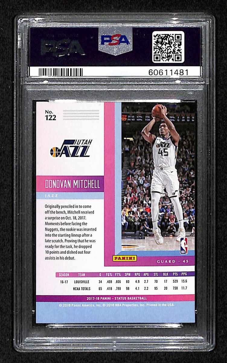 2017 Panini Status Jazz Donovan Mitchell RC #122 PSA 9 BA201806