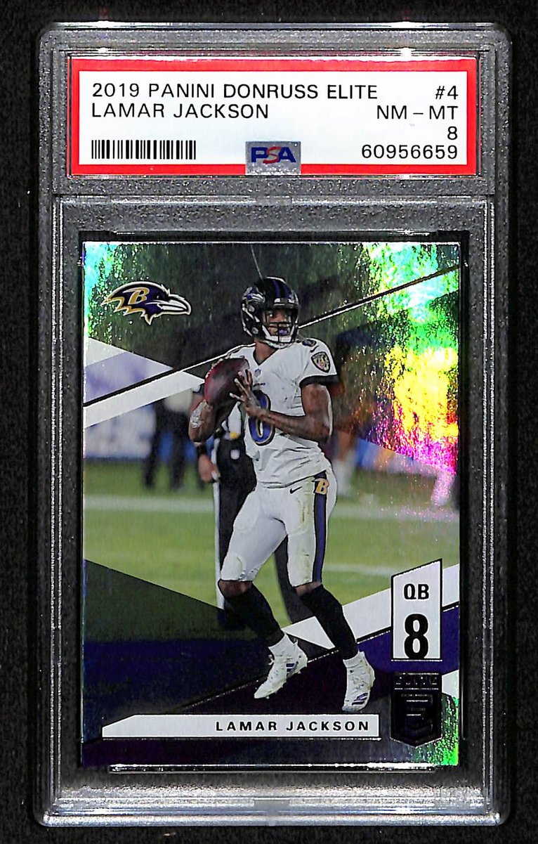 2019 Panini Donruss Elite Ravens Lamar Jackson #4 PSA 8 BA201813