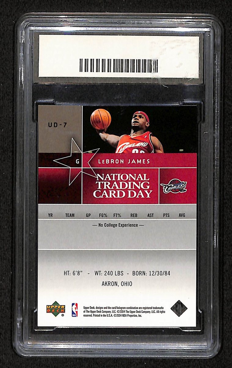 2004 Upper Deck National Card Day LeBron James RC #UD7 GMA 10 BA201814