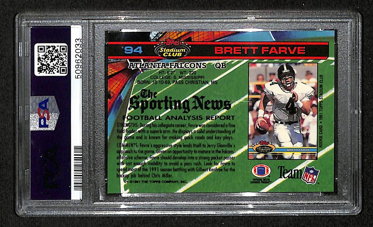 1991 Stadium Club Brett Favre RC #94 PSA 9 BA201821