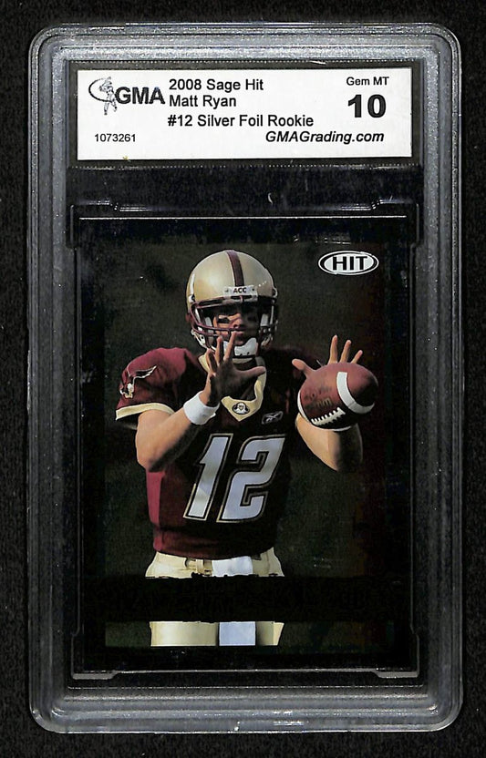 2008 Sage Hit Silver Foil Rookie Matt Ryan GMA 10 Gem Mint BA201823