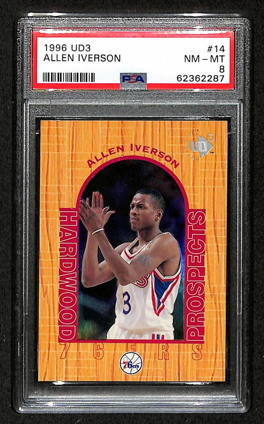 1996 UD3 Philadelphia 76ers Allen Iverson RC #14 PSA 8 BA201824