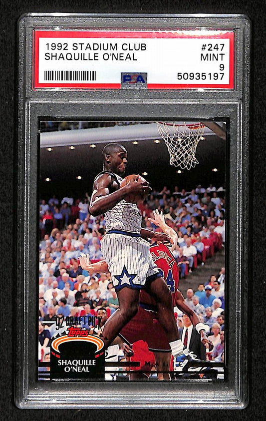 1992 Stadium Club Orlando Magic Shaquille O'Neal RC #247 PSA 9 BA203289