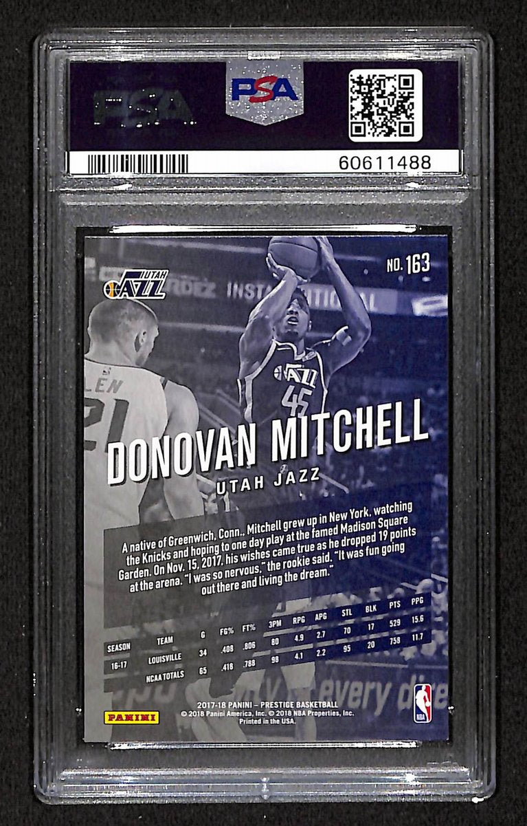 2017 Panini Prestige Jazz Donovan Mitchell RC #163 PSA 9 BA203294