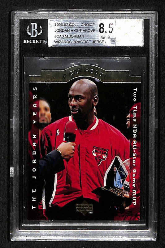 96-97 Coll Choice Michael Jordan Practice Worn Jersey #CA6 Beckett 8.5 BA203296