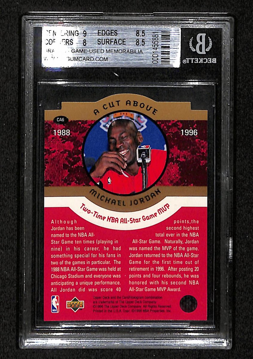 96-97 Coll Choice Michael Jordan Practice Worn Jersey #CA6 Beckett 8.5 BA203296