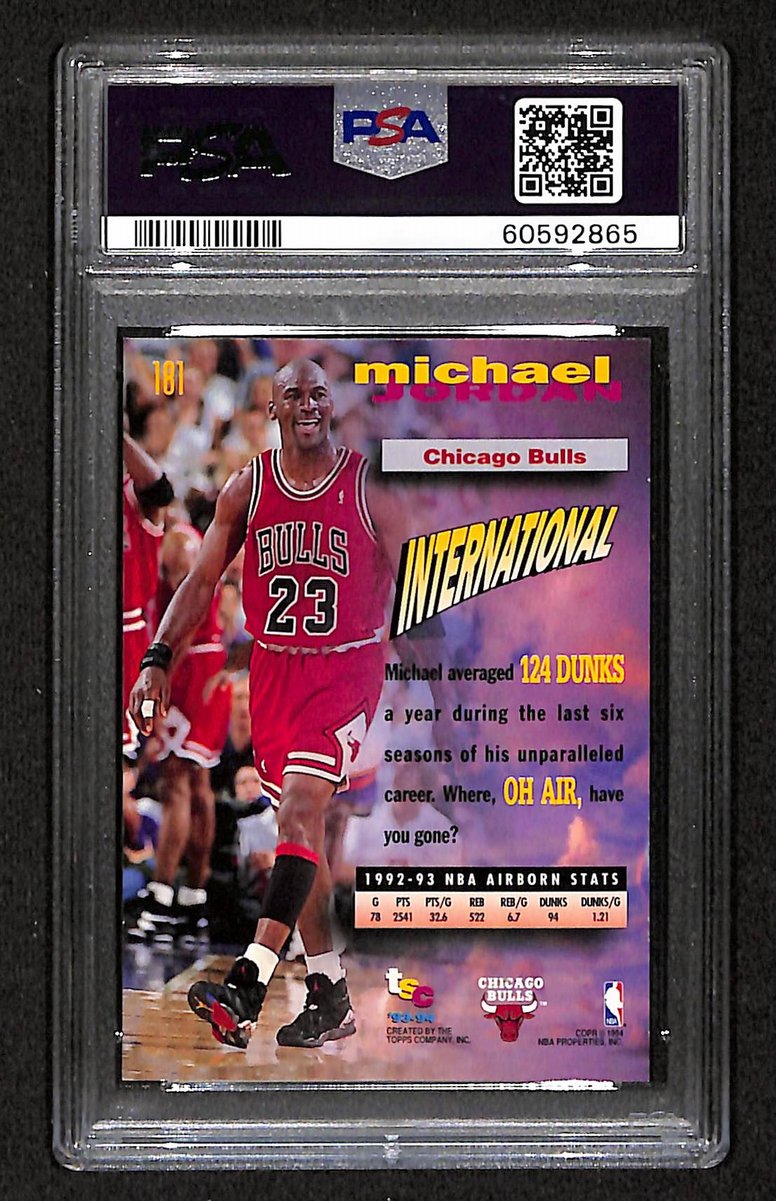 1993 Stadium Club Frequent Flyers Michael Jordan #181 PSA 9 BA203297
