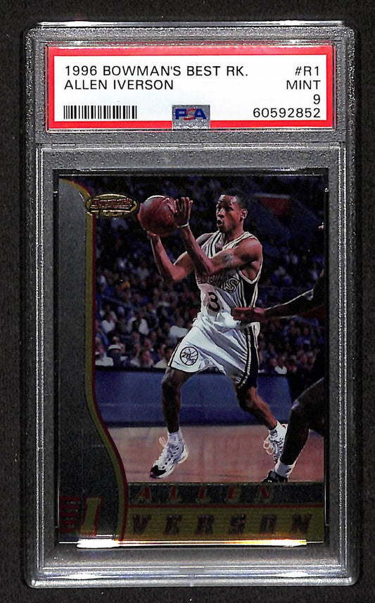 1996 Bowman's Best RK 76ers Allen Iverson RC #R1 PSA 9 BA203298