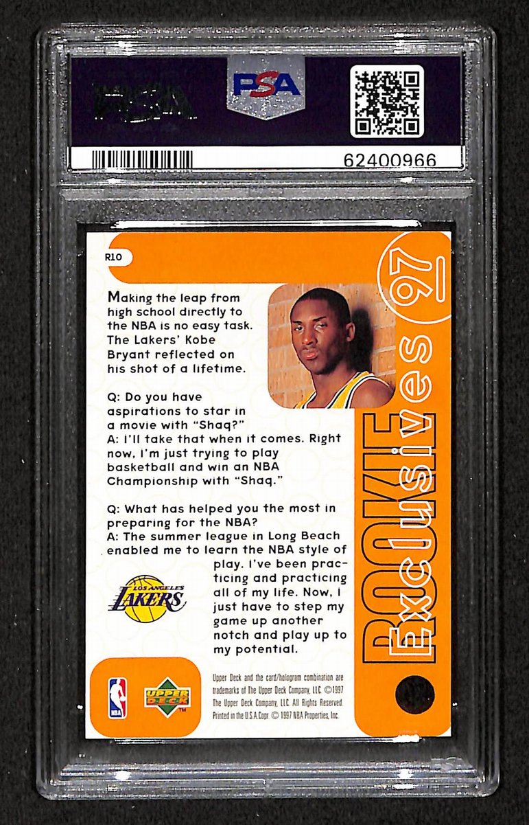 1996 Upper Deck Rookie Exclusives Kobe Bryant #R10 PSA 7 BA203299
