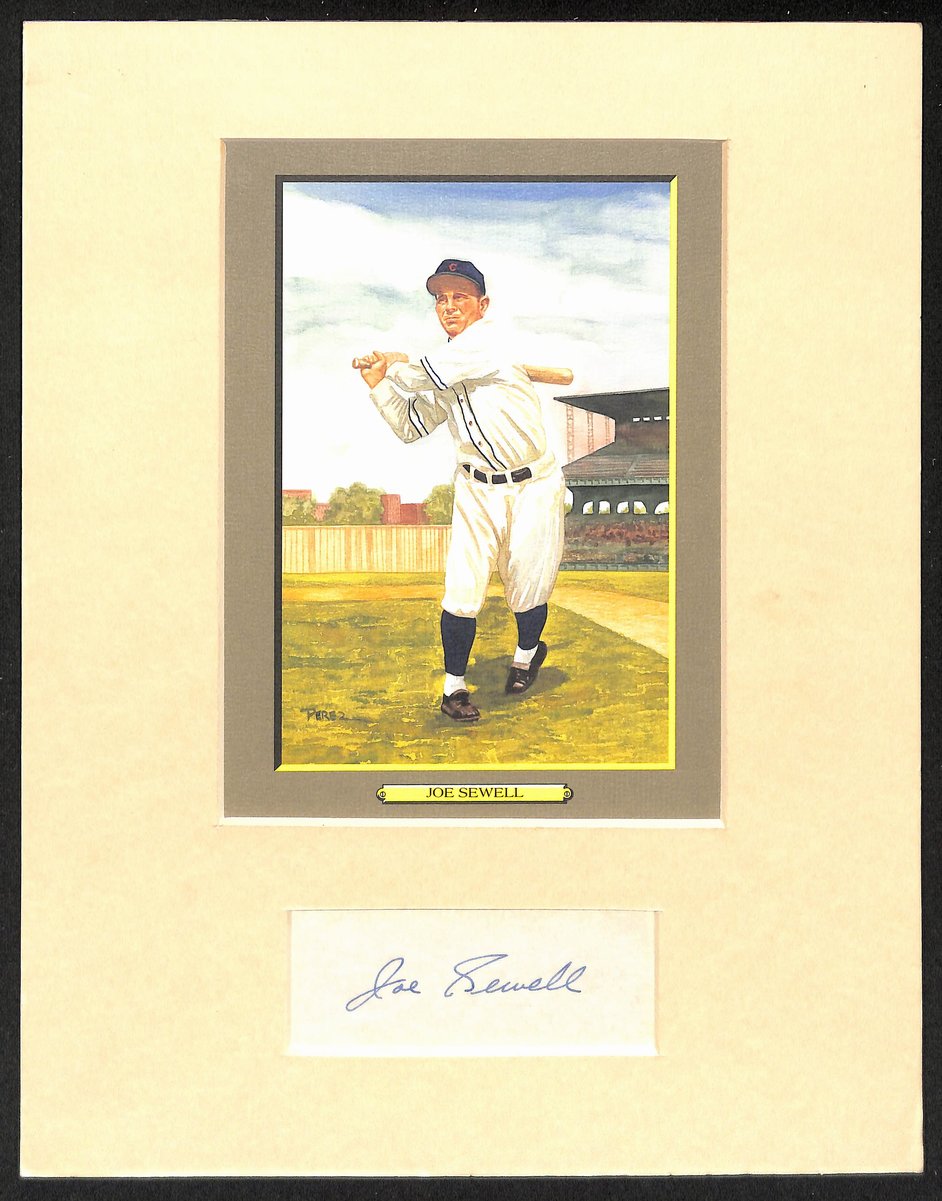 Joe Sewell HOF Signed/Auto Cut w/ Perez-Steele Great Moments Card Matted 204056