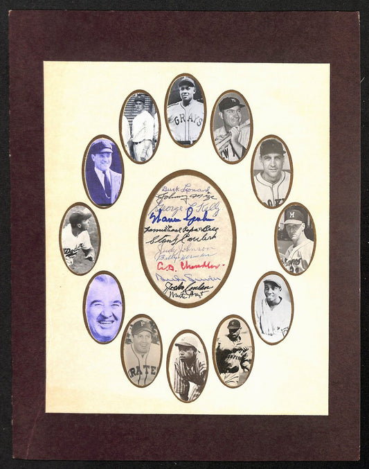 (12) Baseball HOF'ers Signed Cut w/ Photos on 11x14 Matted Card 204058