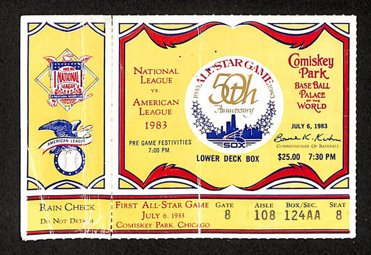 1983 MLB All-Star Baseball Game Ticket Stub at Comiskey Park, Chicago  204069