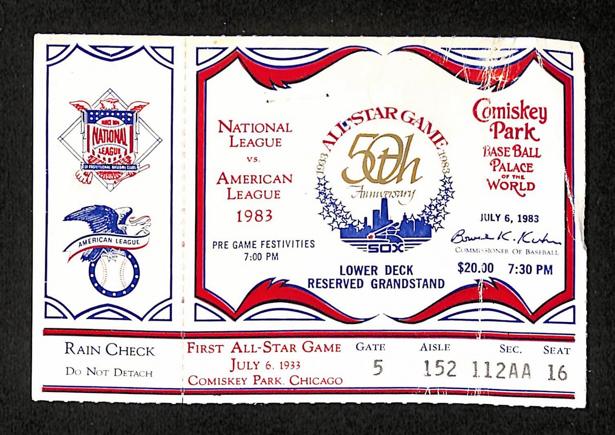1983 MLB All-Star Baseball Game Ticket Stub at Comiskey Park, Chicago  204070