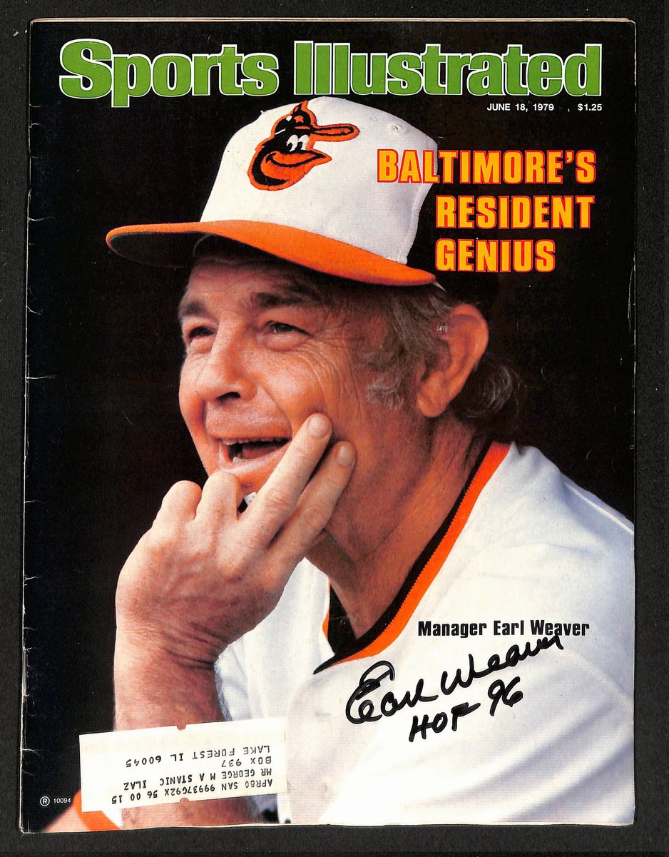 Earl Weaver HOF Signed/Inscr 6/18/1979 Sports Illustrated Magazine JSA 204079