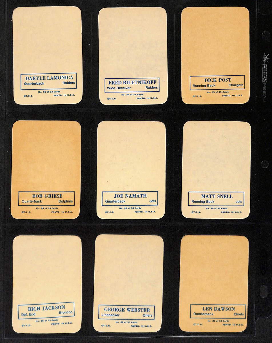 1970 TOPPS Glossy Football Complete Set (33) Cards 204080