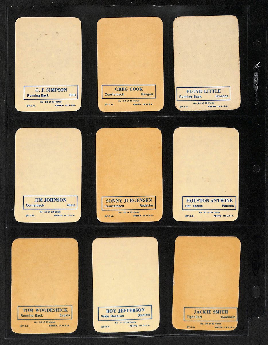 1970 TOPPS Glossy Football Complete Set (33) Cards 204080