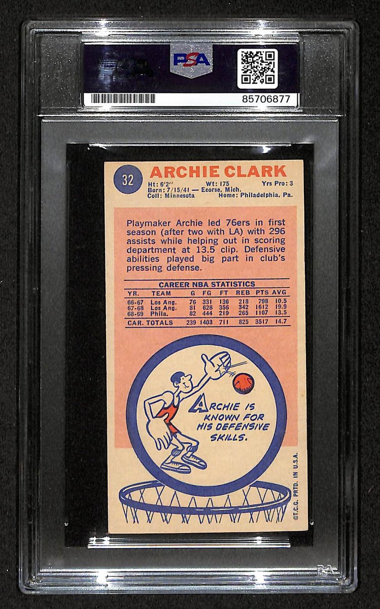 1969 Topps Archie Clark Philadelphia 76ers PSA/DNA Signed/Auto Card BA204141
