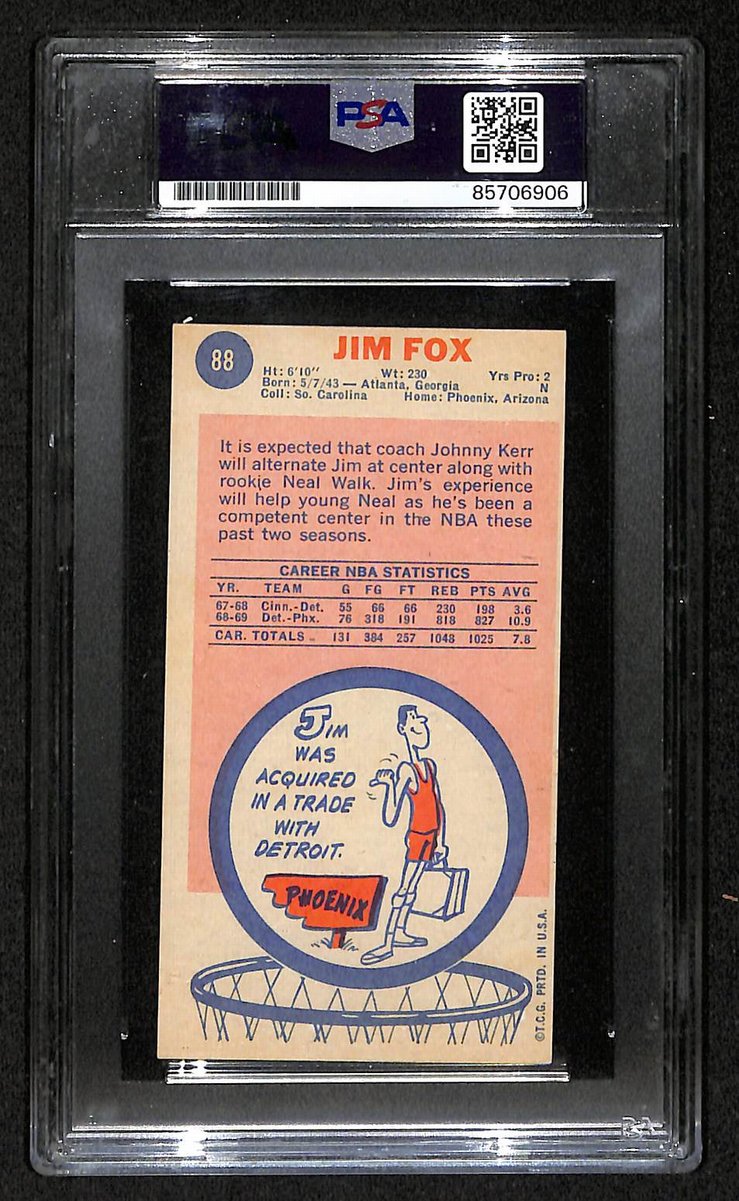 1969 Topps Jim Fox Phoenix Suns PSA/DNA Signed/Auto Card BA204122