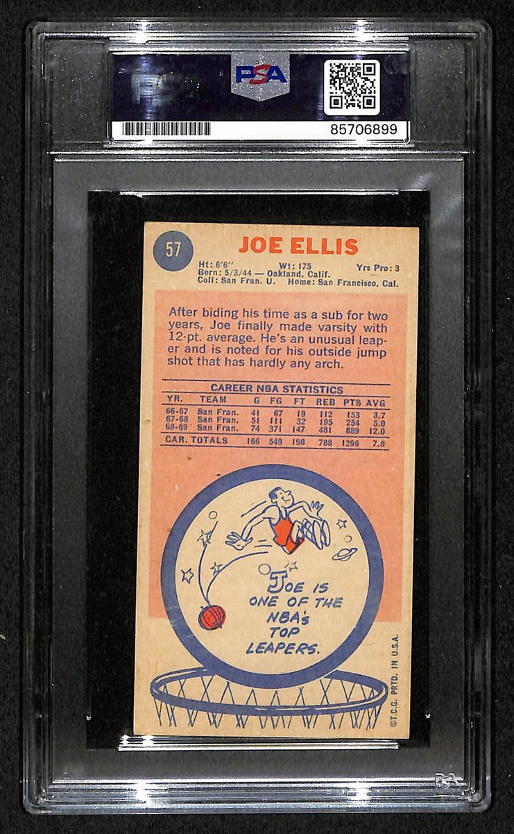 1969 Topps Joe Ellis San Francisco Warriors PSA/DNA Signed/Auto Card BA204137