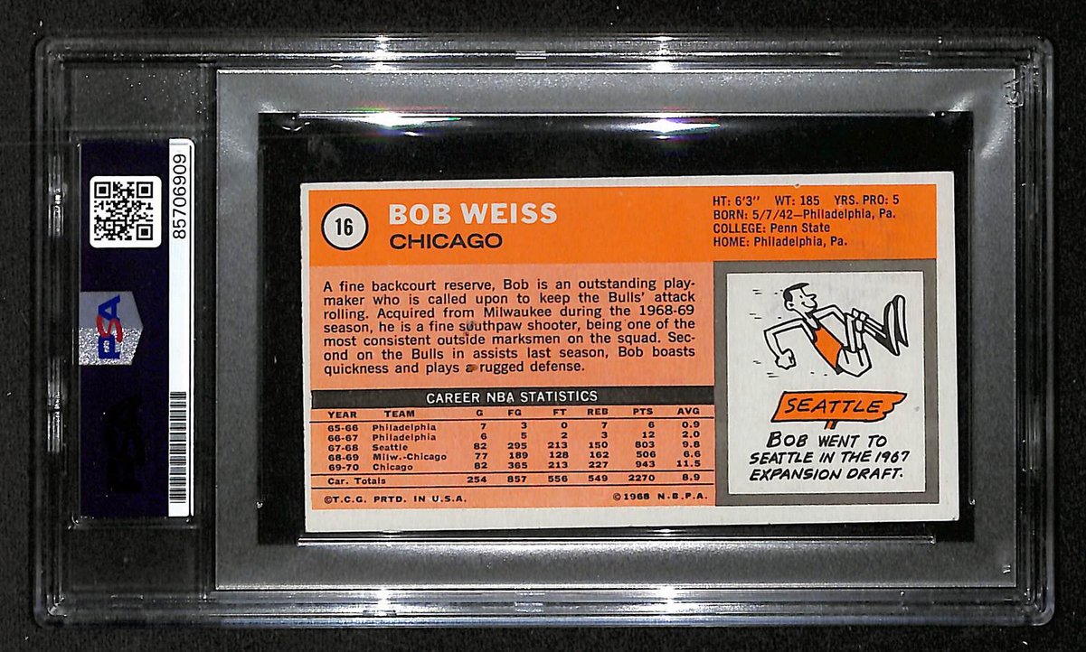 1970 Topps Bob Weiss Chicago Bulls PSA/DNA Signed/Auto Card BA204124