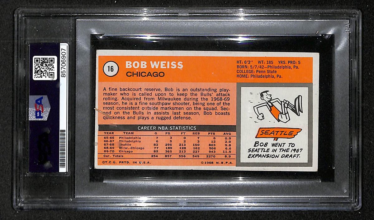 1970 Topps Bob Weiss Chicago Bulls PSA/DNA Signed/Auto Card BA204110