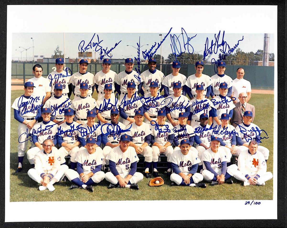 1969 Mets World Series Team (25) McGraw, Ryan, Seaver Signed 8x10 Photo PSA/DNA