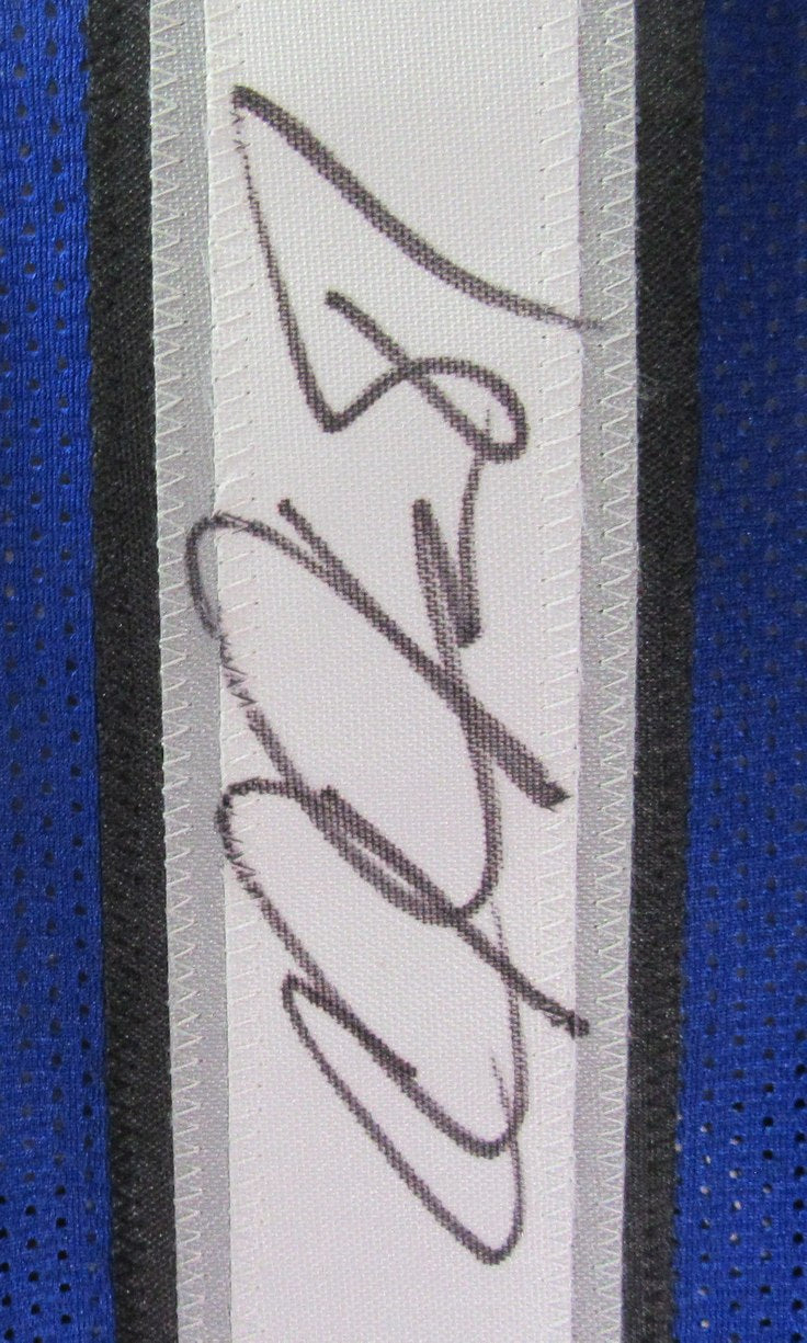 Calvin Johnson HOF Signed/Auto Lions Blue Custom Football Jersey Beckett 203912