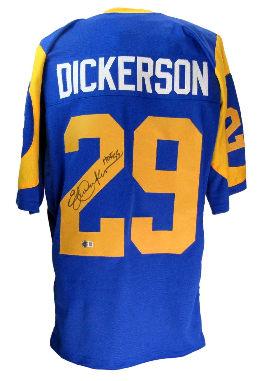 Eric Dickerson HOF Signed/Inscr Rams Blue Custom Football Jersey Beckett 203913