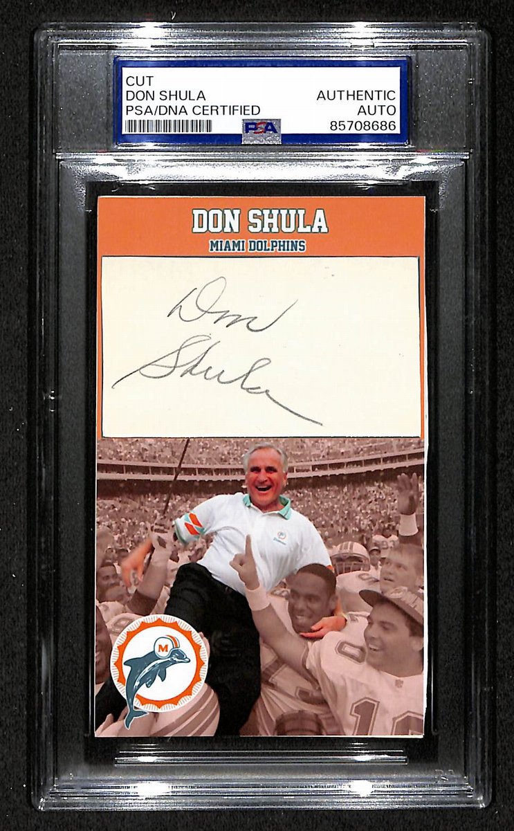 Don Shula HOF Autographed/Signed Cut 3x5 Custom Card PSA/DNA Dolphins BA203698