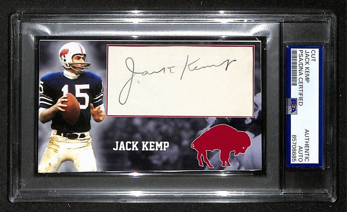 Jack Kemp  Autographed/Signed Cut 3x5 Custom Card PSA/DNA Bills BA203701