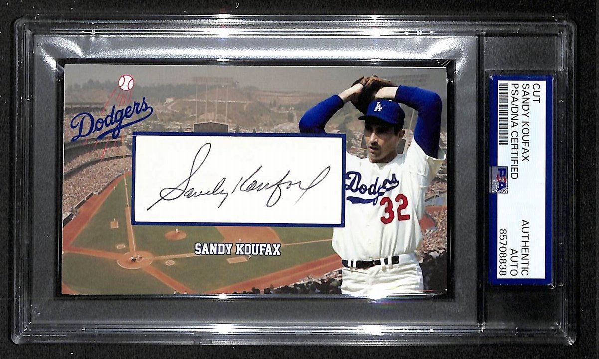 Sandy Koufax HOF Autographed/Signed Cut 3x5 Custom Card PSA/DNA Dodgers BA203704
