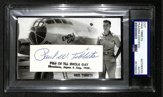 Paul Tibbets Autographed/Signed Cut 3x5 Custom Card PSA/DNA Pilot BA203705