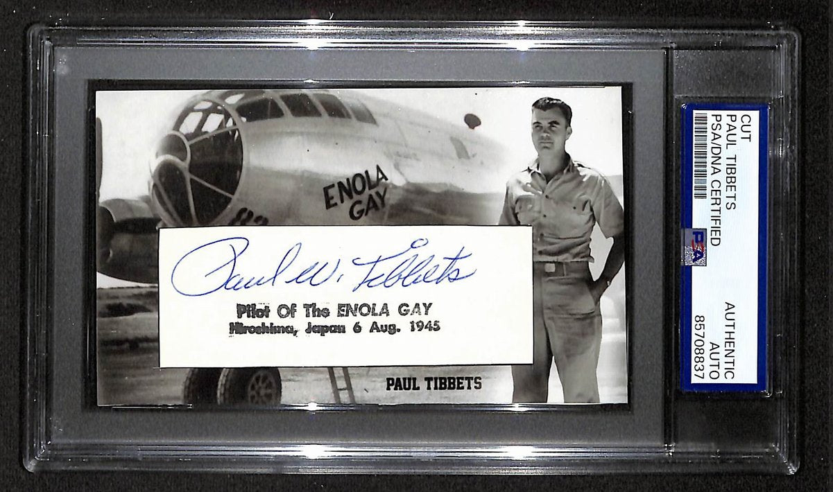 Paul Tibbets Autographed/Signed Cut 3x5 Custom Card PSA/DNA Pilot BA203706