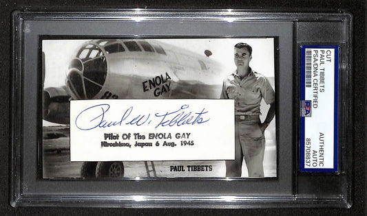 Paul Tibbets Autographed/Signed Cut 3x5 Custom Card PSA/DNA Pilot BA203706