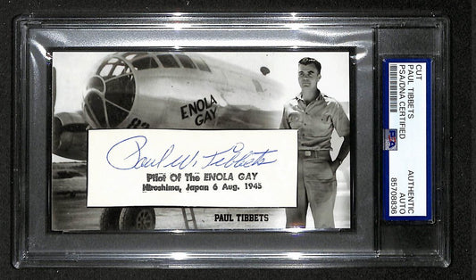 Paul Tibbets Autographed/Signed Cut 3x5 Custom Card PSA/DNA Pilot BA203707