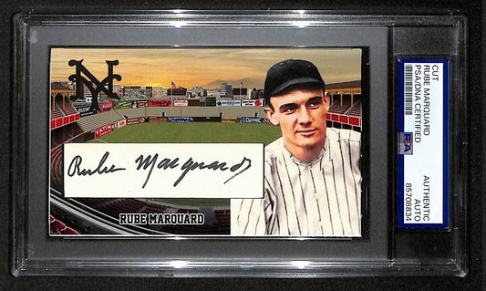 Rube Marquard HOF Autographed/Signed Cut 3x5 Custom Card PSA/DNA Giants BA203709