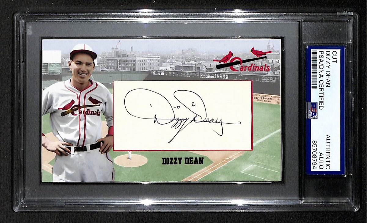 Dizzy Dean HOF Autographed/Signed Cut 3x5 Custom Card PSA/DNA Cardinals BA203711