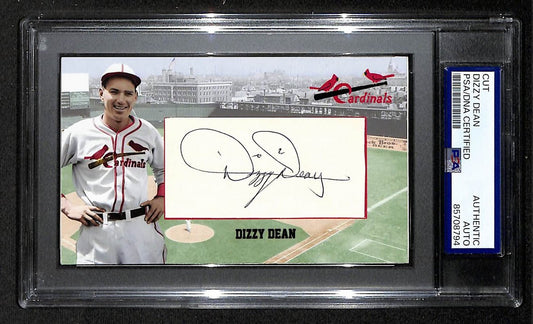 Dizzy Dean HOF Autographed/Signed Cut 3x5 Custom Card PSA/DNA Cardinals BA203711