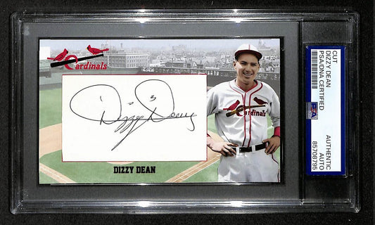 Dizzy Dean HOF Autographed/Signed Cut 3x5 Custom Card PSA/DNA Cardinals BA203712