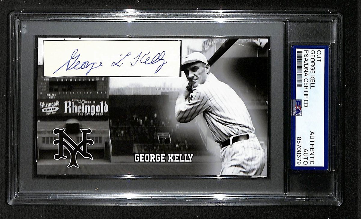 George Kelly HOF Autographed/Signed Cut 3x5 Custom Card PSA/DNA Giants BA203717