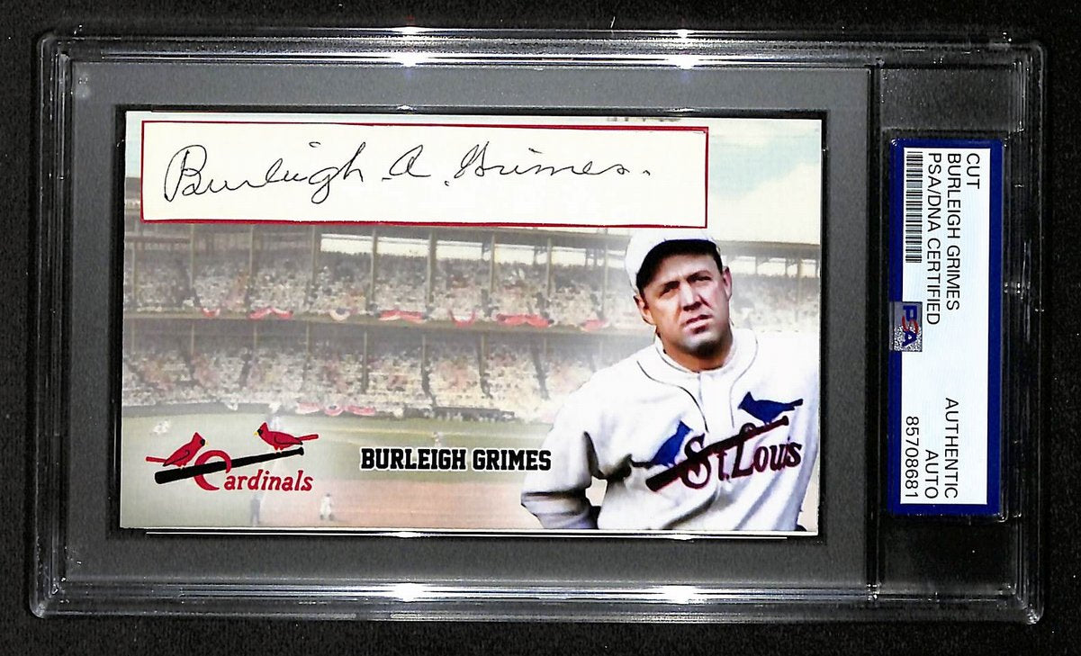 Burleigh Grimes HOF Autographed/Signed Cut 3x5 Custom Card PSA/DNA BA203720