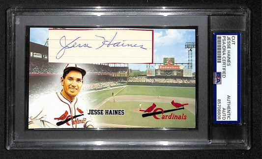 Jesse Haines HOF Autographed/Signed Cut 3x5 Custom Card PSA/DNA BA203721