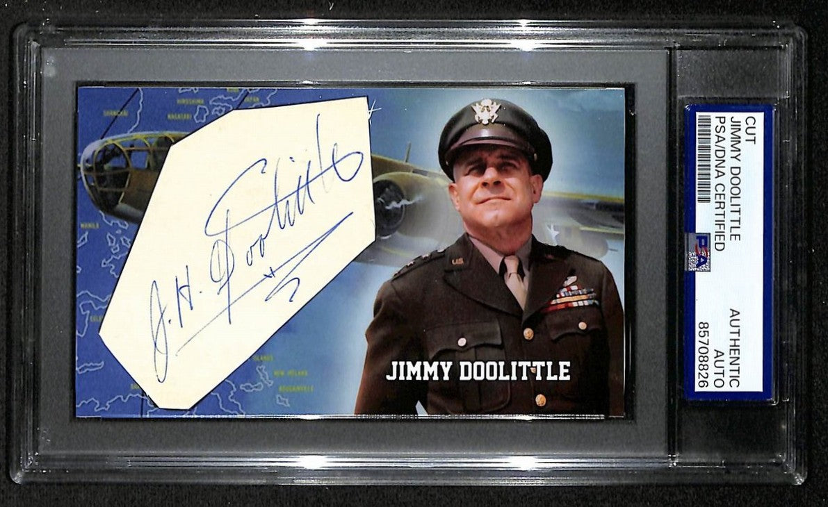 Jimmy Doolittle  Autographed/Signed Cut 3x5 Custom Card PSA/DNA Pilot BA203723