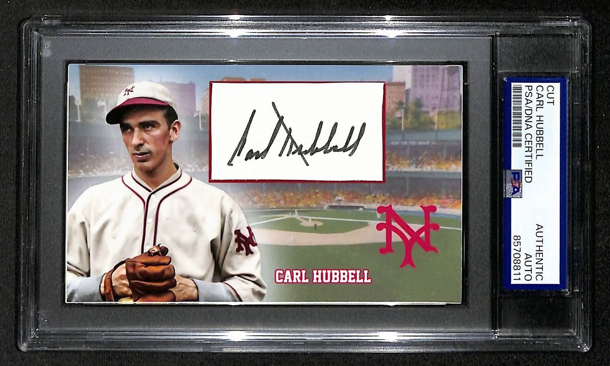 Carl Hubbell HOF Autographed/Signed Cut 3x5 Custom Card PSA/DNA Giants BA203730
