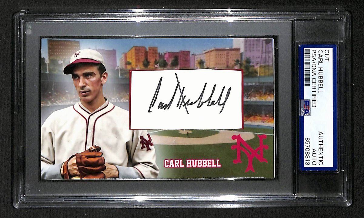 Carl Hubbell HOF Autographed/Signed Cut 3x5 Custom Card PSA/DNA Giants BA203732