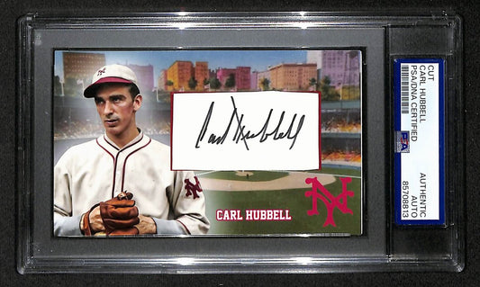 Carl Hubbell HOF Autographed/Signed Cut 3x5 Custom Card PSA/DNA Giants BA203732