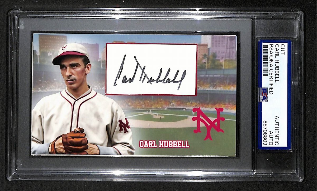 Carl Hubbell HOF Autographed/Signed Cut 3x5 Custom Card PSA/DNA Giants BA203733