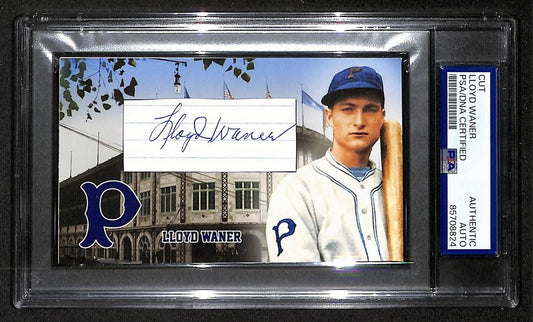 Lloyd Waner HOF Autographed/Signed Cut 3x5 Custom Card PSA/DNA Pirates BA203737
