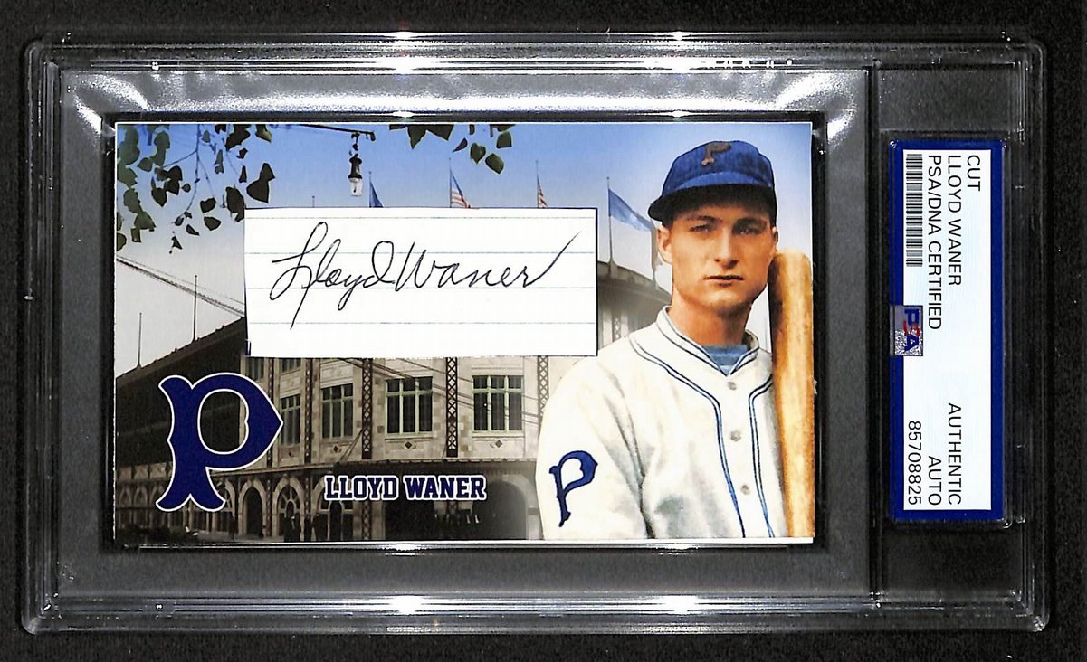 Lloyd Waner HOF Autographed/Signed Cut 3x5 Custom Card PSA/DNA Pirates BA203738